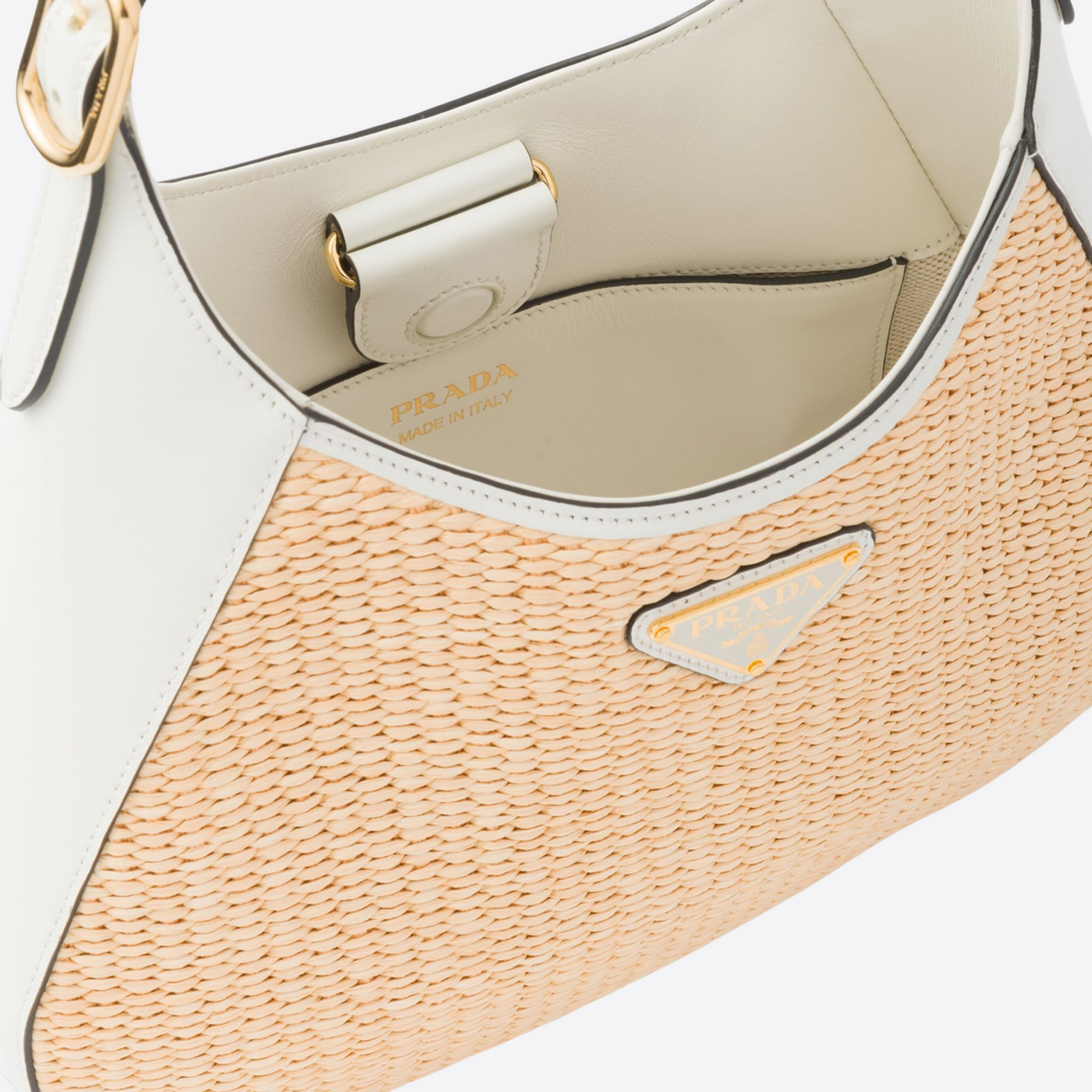 Prada Woven Cleo Shoulder Bag in Neutral